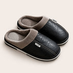 Men's Leather Faux-Fur-Lined Slippers