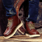 Men's Leather Faux-Fur-Lined Thick Sole Ankle Boots