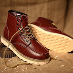 Men's Leather Faux-Fur-Lined Thick Sole Ankle Boots