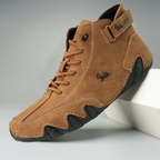 Men's Leather Hook-and-Loop High-Top Sneakers
