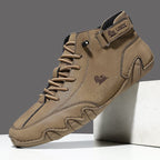 Men's Leather Hook-and-Loop High-Top Sneakers