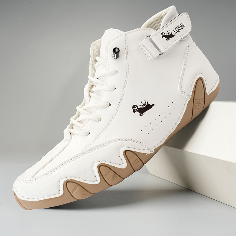 Men's Leather Hook-and-Loop High-Top Sneakers