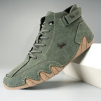 Men's Leather Hook-and-Loop High-Top Sneakers