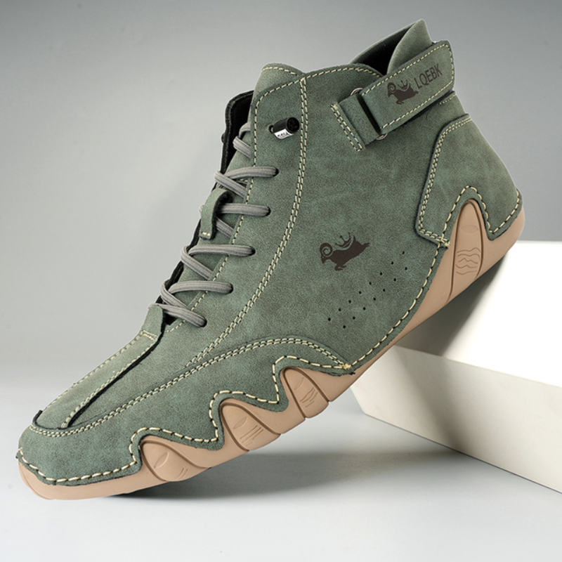 Men's Leather Hook-and-Loop High-Top Sneakers