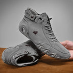 Men's Leather Hook-and-Loop High-Top Sneakers