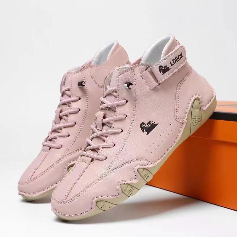 Men's Leather Hook-and-Loop High-Top Sneakers