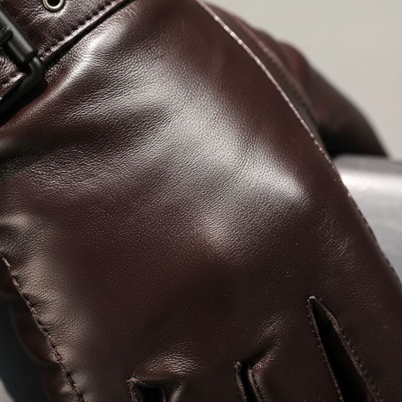 Men's Leather-Look Buckle Strap Gloves