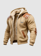 Men's Leather-Look Faux Shearling Hooded Jacket
