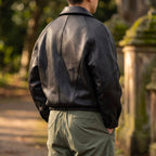 Men's Leather-Look Full-Zip Bomber Jacket
