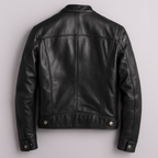 Men's Leather-Look Full-Zip Mandarin Collar Jacket