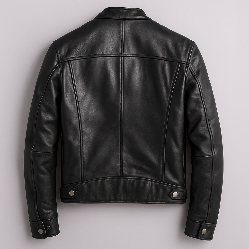Men's Leather-Look Full-Zip Mandarin Collar Jacket