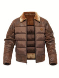 Men's Leather-Look Full-Zip Puffer Jacket