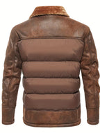 Men's Leather-Look Full-Zip Puffer Jacket