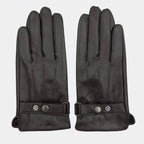 Men's Leather-Look Snap-Button Strap Gloves