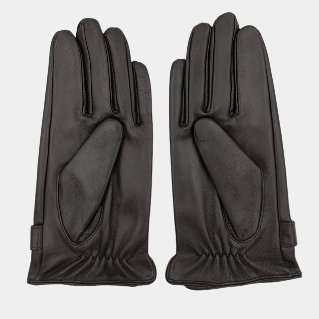 Men's Leather-Look Snap-Button Strap Gloves