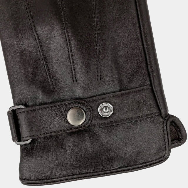 Men's Leather-Look Snap-Button Strap Gloves