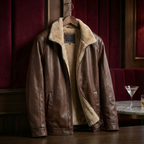 Men's Leather-Look Synthetic Fur Collar Jacket