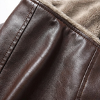 Men's Leather-Look Synthetic Fur Collar Jacket