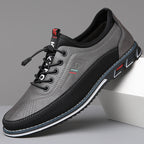 Men's Leather Low-Top Thick Sole Sneakers