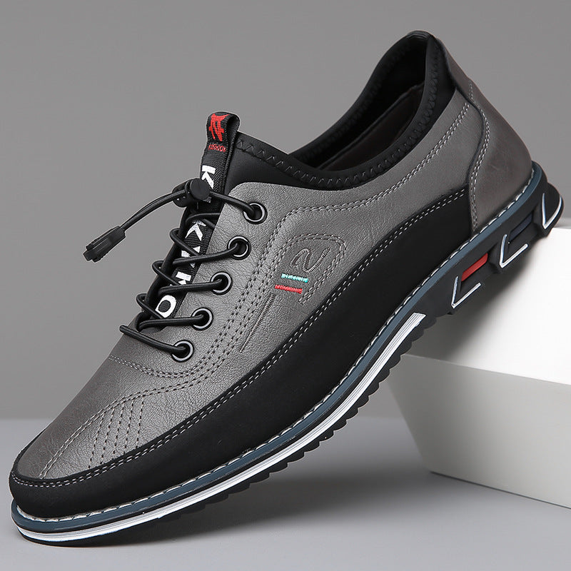 Men's Leather Low-Top Thick Sole Sneakers