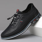 Men's Leather Low-Top Thick Sole Sneakers