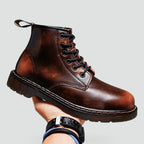 Men's Leather Lace-Up Lug Sole Ankle Boots