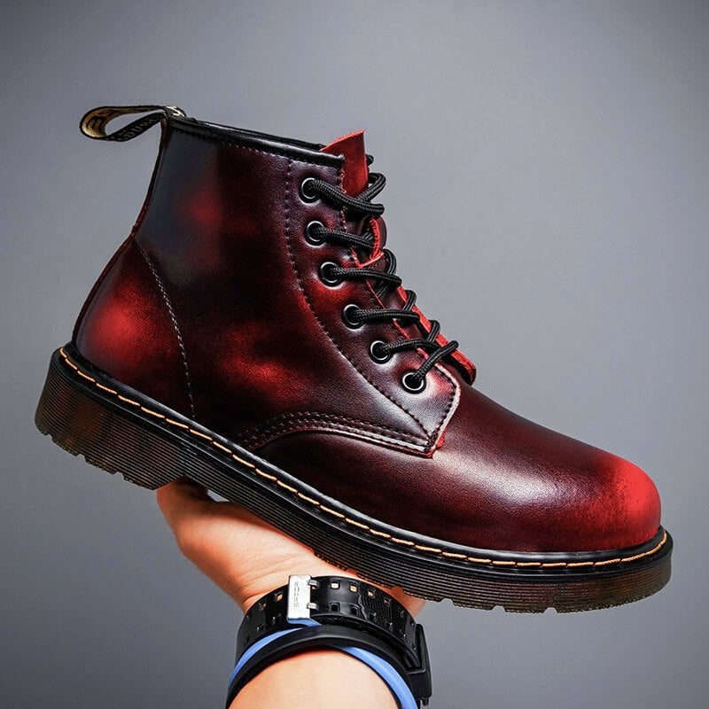 Men's Leather Lace-Up Lug Sole Ankle Boots