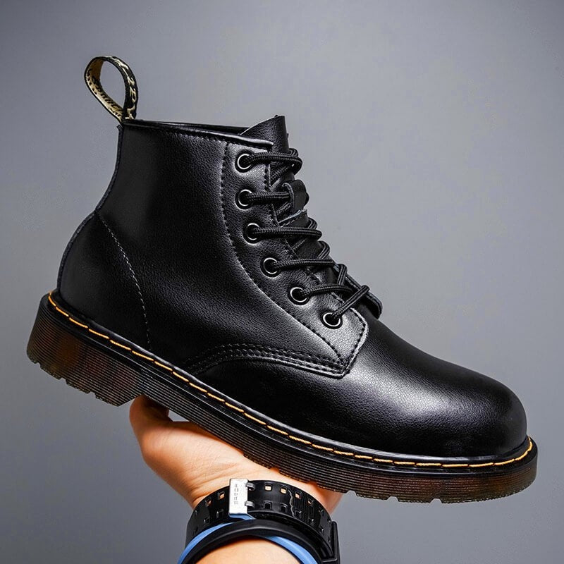 Men's Leather Lace-Up Lug Sole Ankle Boots