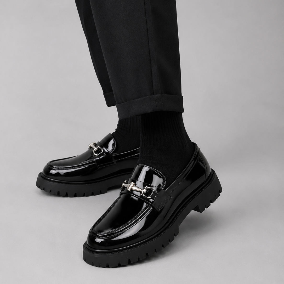 Men's Leather Lug Sole Bit Loafers