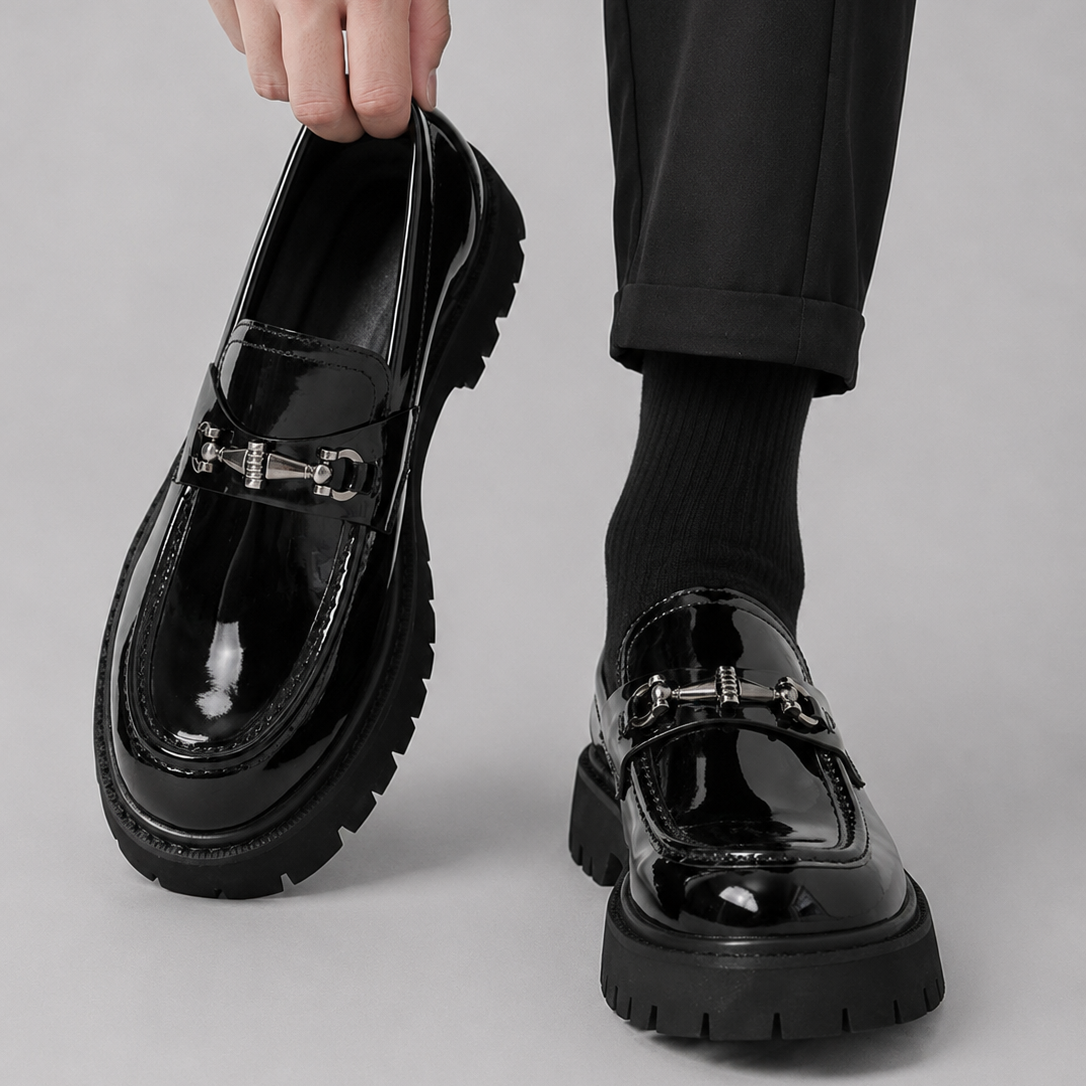 Men's Leather Lug Sole Bit Loafers