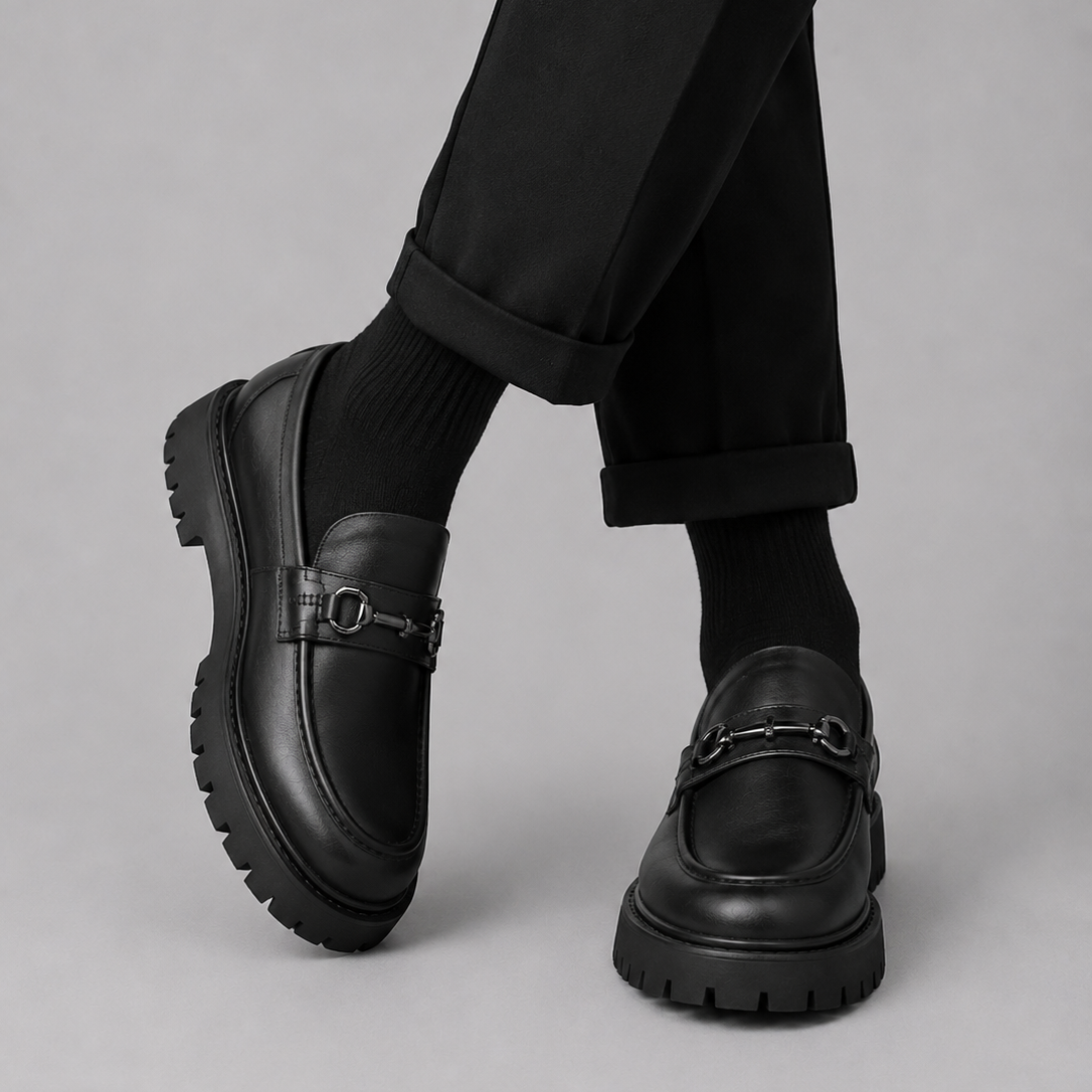 Men's Leather Lug Sole Bit Loafers