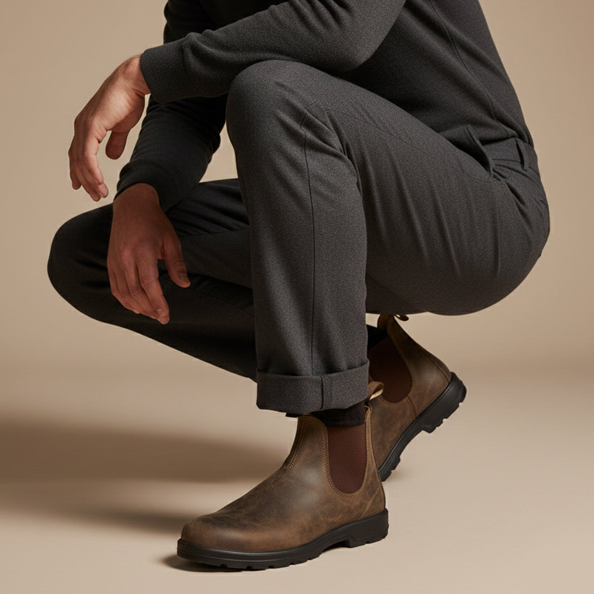 Men's Leather Lug Sole Chelsea Boots