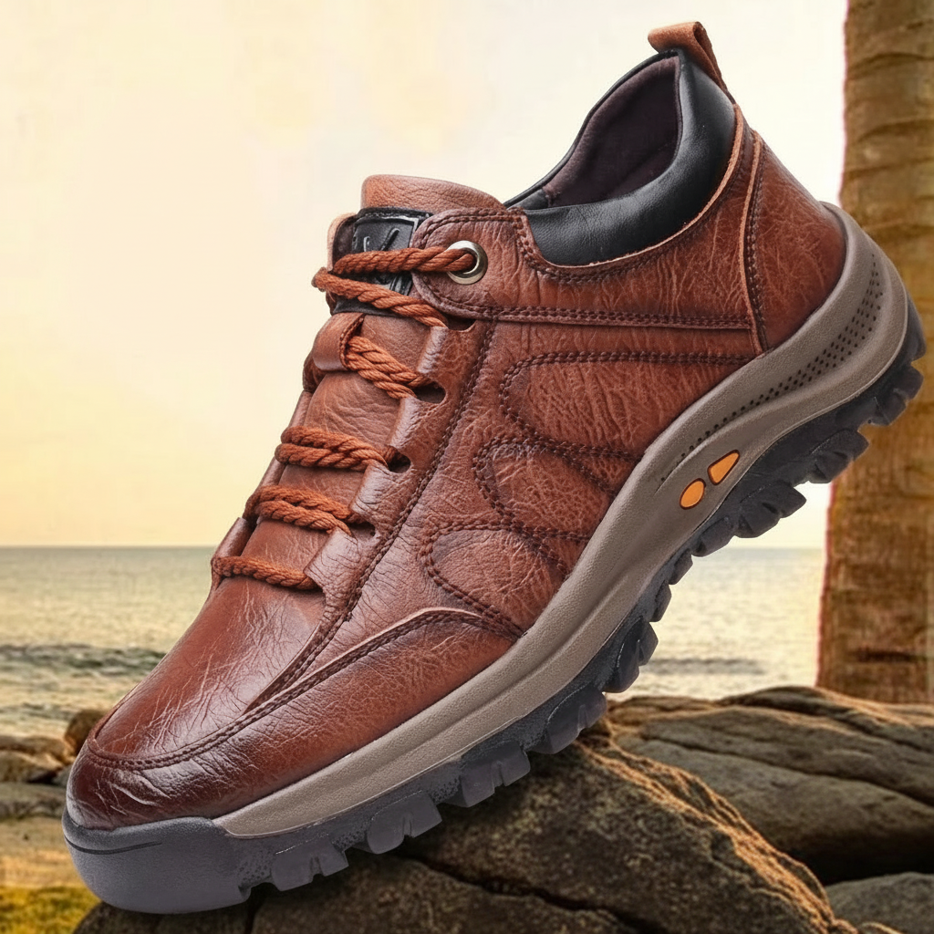 Men's Leather Lug Sole Low-Top Sneakers