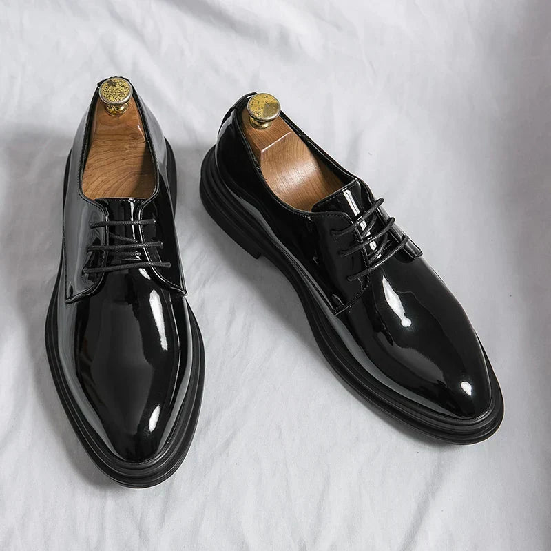 Men's Leather Thick Sole Derby Dress Shoes