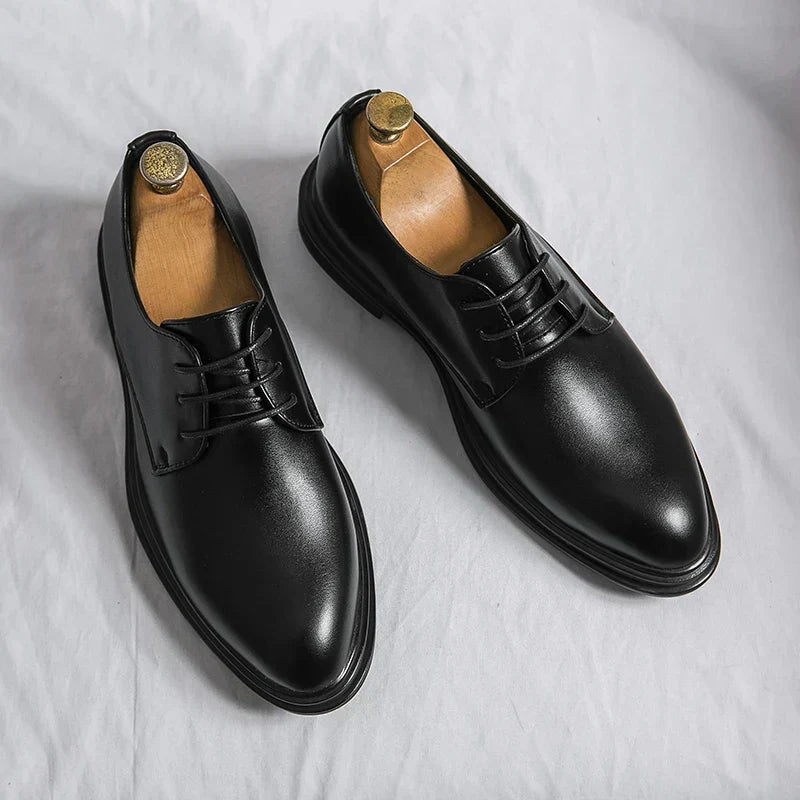 Men's Leather Thick Sole Derby Dress Shoes