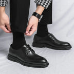 Men's Leather Thick Sole Derby Dress Shoes
