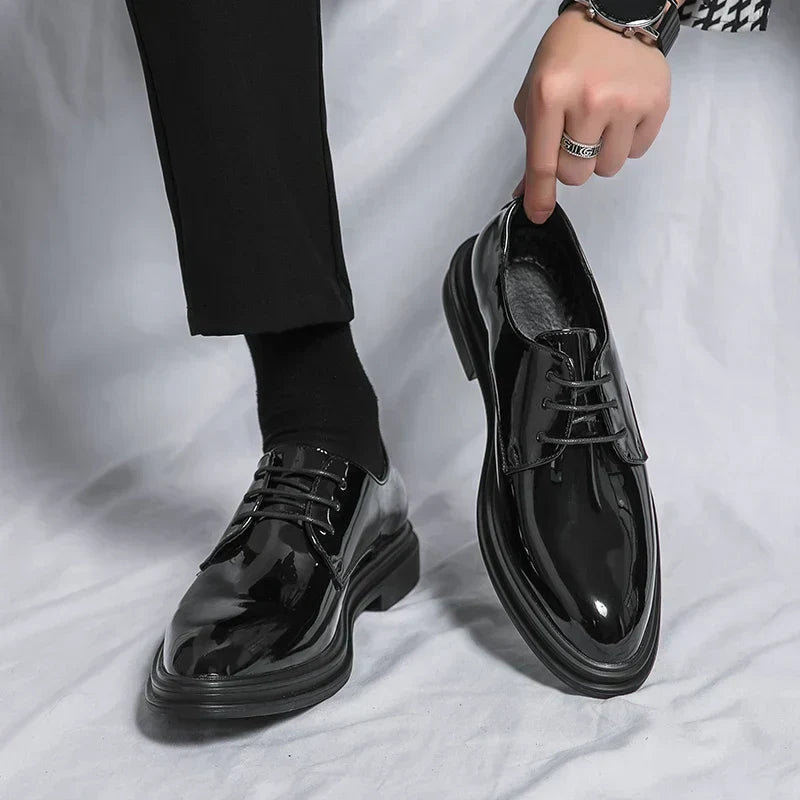 Men's Leather Thick Sole Derby Dress Shoes