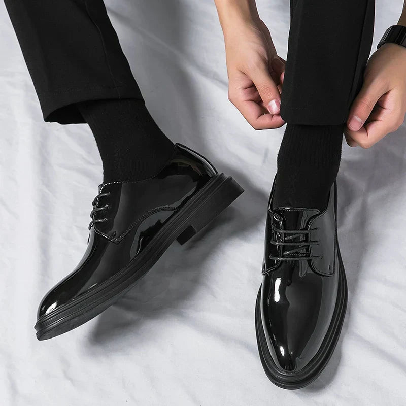 Men's Leather Thick Sole Derby Dress Shoes