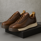 Men's Leather Thick Sole Low-Top Sneakers
