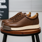 Men's Leather Thick Sole Low-Top Sneakers