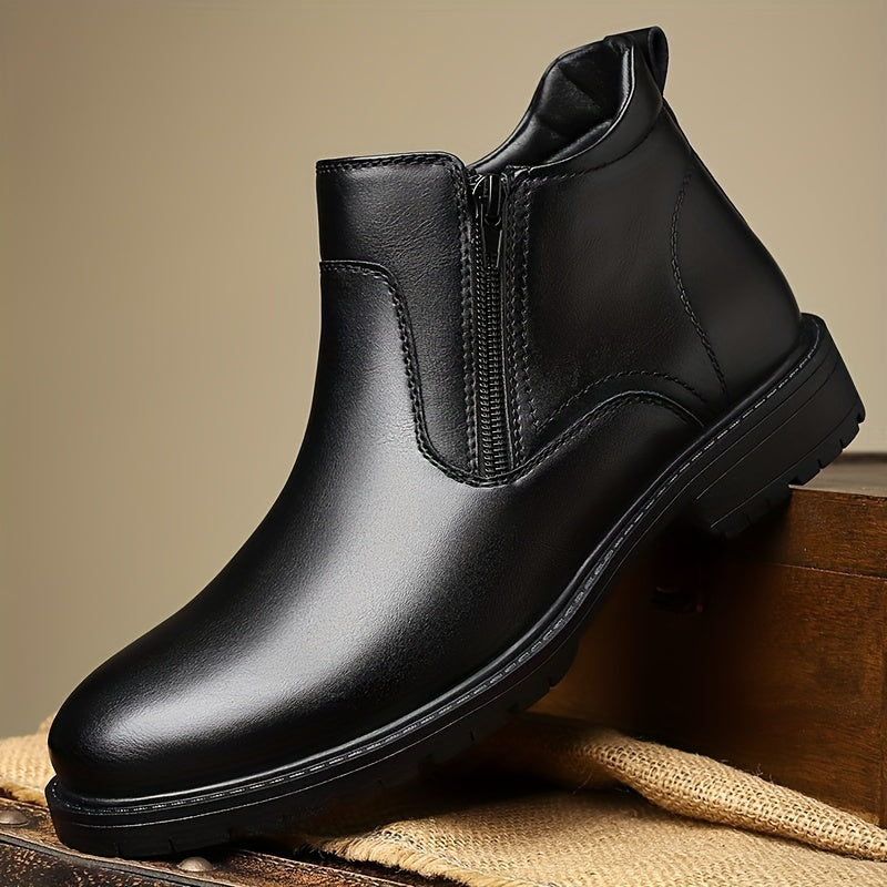Men's Leather Zip Ankle Boots