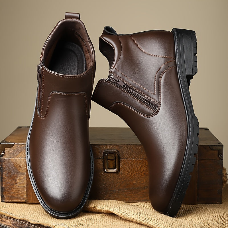 Men's Leather Zip Ankle Boots