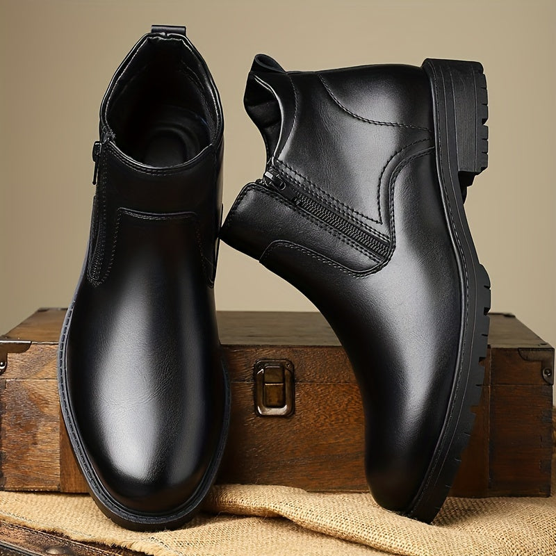 Men's Leather Zip Ankle Boots