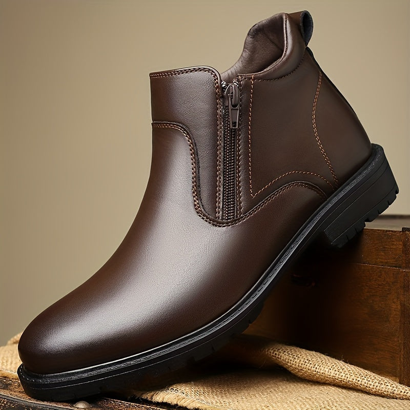 Men's Leather Zip Ankle Boots