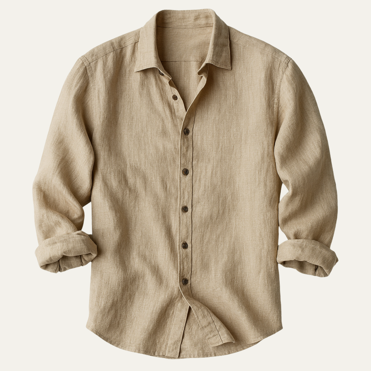 Men's Linen-Look Regular Fit Long Sleeve Shirt