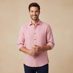 Men's Linen-Look Regular Fit Long Sleeve Shirt
