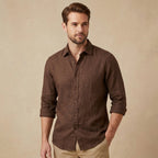 Men's Linen-Look Regular Fit Long Sleeve Shirt