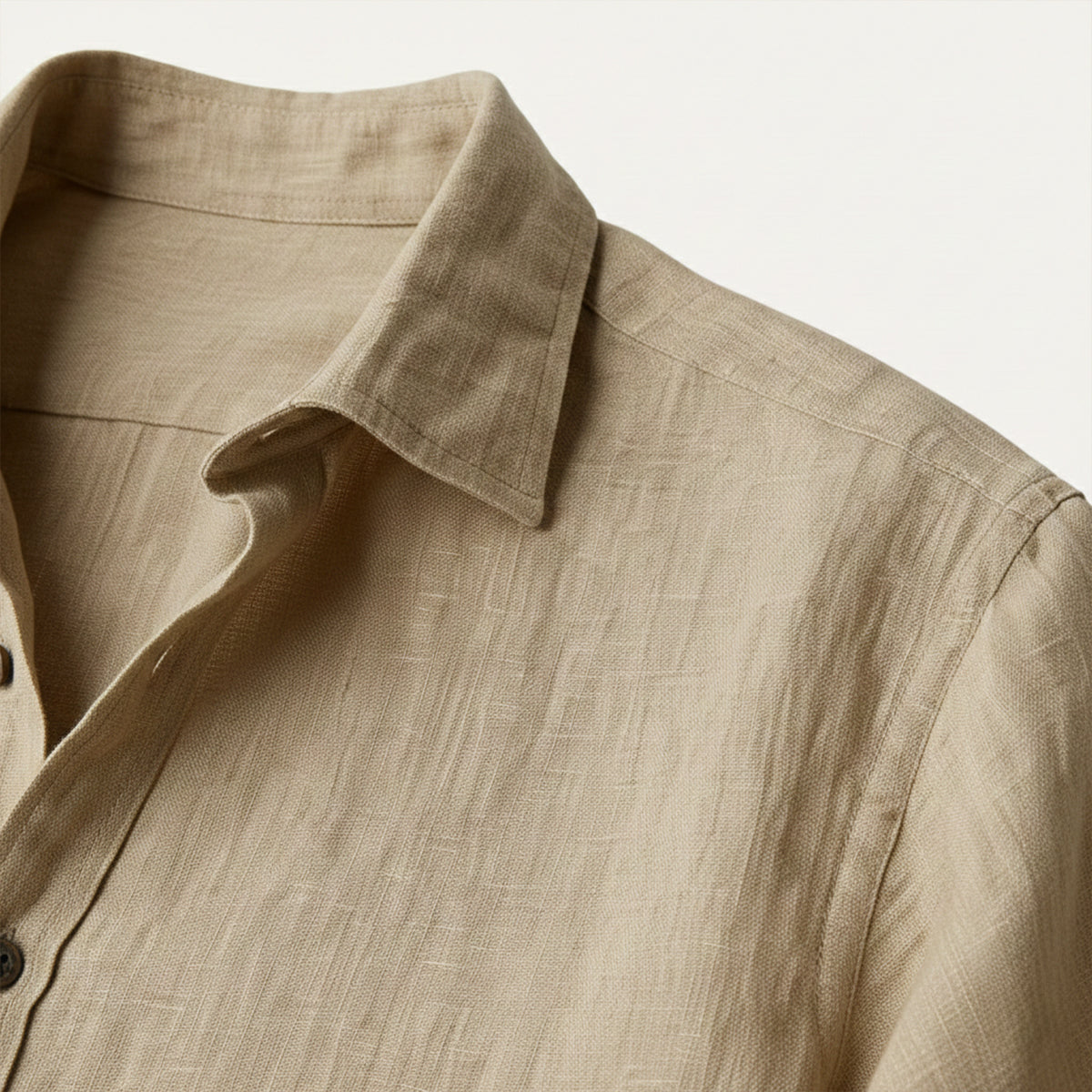 Men's Linen-Look Regular Fit Long Sleeve Shirt