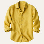 Men's Linen-Look Regular Fit Long Sleeve Shirt