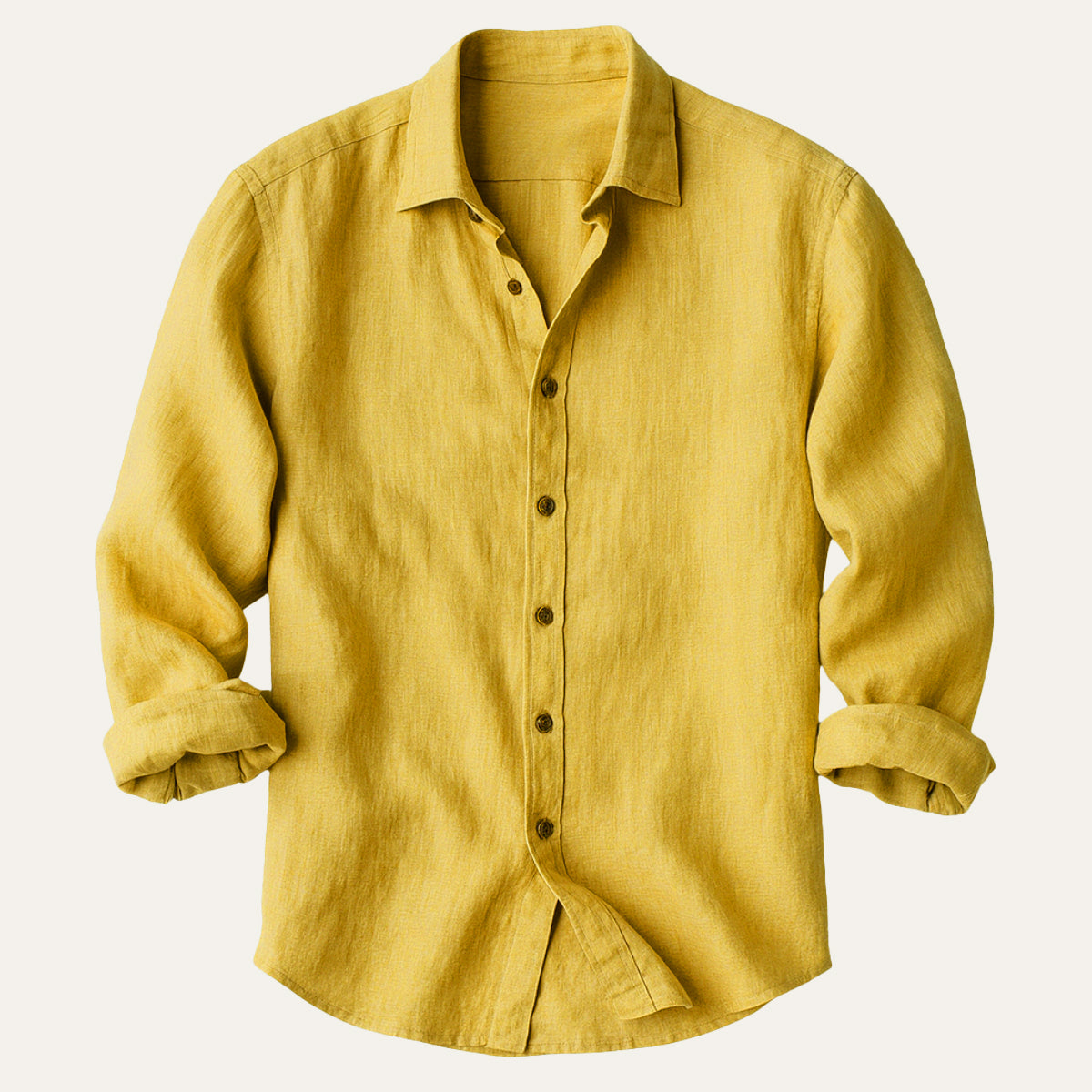 Men's Linen-Look Regular Fit Long Sleeve Shirt